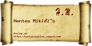 Hentes Miklós névjegykártya